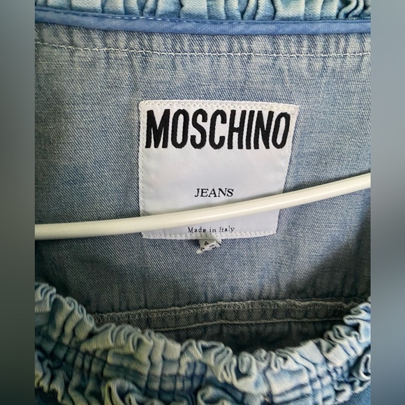 Vintage Moschino Jeans denim Jacket with Ruffle Trim - Picture 2 of 10
